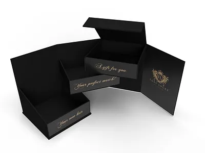 Premium Black custom packaging box 3d box branding elegant graphic design label design logo luxury box modern box packaging design product packaging