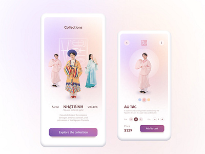 Vietnamese Traditional Clothing Rental app aurora branding clothing design fashion figma grament graphic design illustration mobile modern rental traditional ui ux vector vietnam