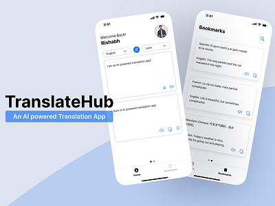 TranslateHub | An AI powered Translation App appdesign artificialintelligence branding creativedesign designinspiration digitalproduct graphicdesign innovation interactiondesign languagetranslation machinelearning mobileapp nlp productdesign technology translationapp uianimation userinterface uxdesign visualdesign