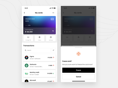 Corporate Card Details Page, Mobile App UI adobexd android design figma illustration logo ui user experience user interface ux