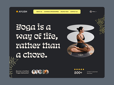 Ayush - Yoga Training Website ai coaching ai powered clean exercise fintness platform gym health home page landing page machine learning ui ux webdesign website design workout yoga
