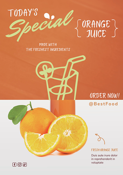 Orange Juice Poster Design color palette content creation design graphic design instagram orange juice poster