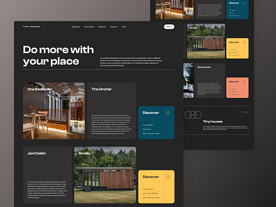 Tiny Houses - landing page for a construction company constraction dark design landing page real estate ui ux web website