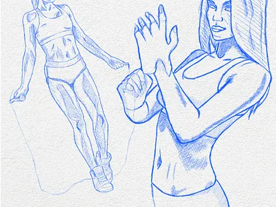 Sports girls croquis design dessin girls graphic design illustration sketch training