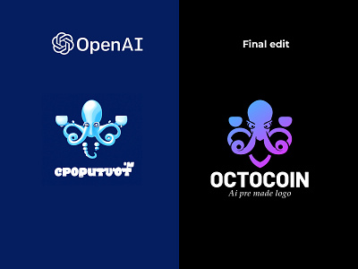 Octocoin ai artificialintelligence blockchain branding coin crypto dalle3 datascience deeplearning logo neuralnetworks octopus openai robotics web3