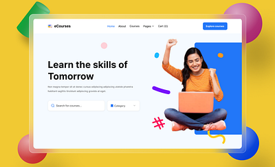 eCourses web landing page graphic design ui ux