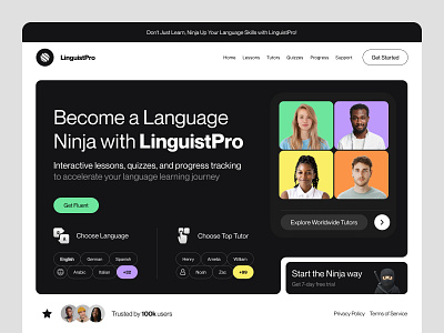 🥷🏻 LinguistPro - Language Learning Tool bold clean creative design interface learning platform service ui uiux ux web web design