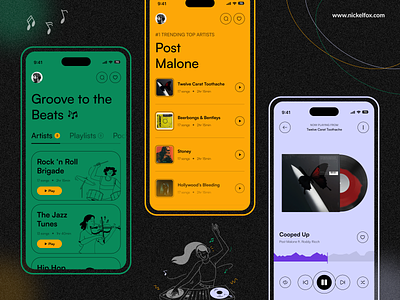 Music Player iOS Mobile App app artists audio audio player bold design mobile app modern app modern design music music app music library music player music player app music streaming playlist podcast ui user interface ux