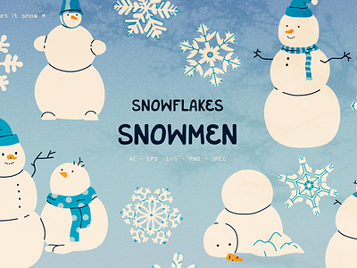 Snowmen and snowflakes branding element graphic design logo snowflakes snowmen vector