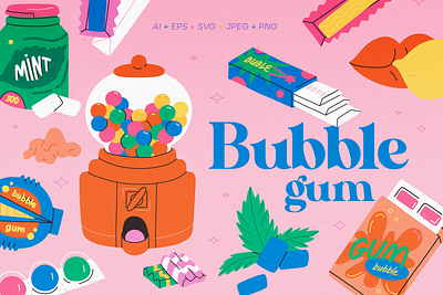 Bubble gum branding bubble gum design element graphic design gum illustration logo vector