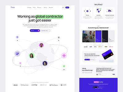 Atlas - webdesign benefits clean contractor design landing landing page operations platform pricing saas taxes ui web website