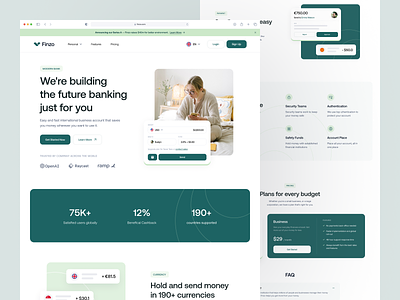 Financial - Landing Page banking business clean component crm designer finance financial fintech landing page marketing money payment transaction ui design ux design wallet web design website website design