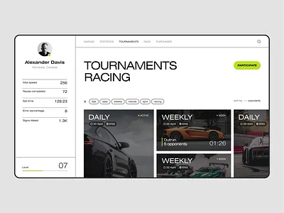Keyboard Racing light theme cars concept design game game design game ui graphic design grid minimal racing sport sport car ui ux uxui web web design