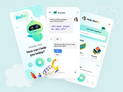 🦾 SmartyPal: AI Homework Helper ai app design game kids mobile ui ux