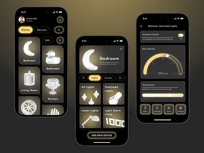 Smart Home App 3d app design glass home house internet of things ios iot light mobile service design smart devices smart home ui