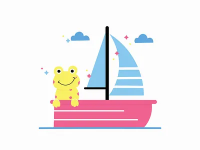 Frog and a Boat children cute design digital flat freelancer graphic design illustration illustrator minimal vector