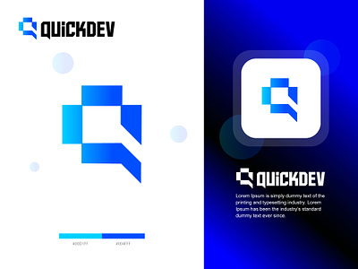 Quickdev app application branding creative logo design gradient identity logo modern logo q letter logo q logo q tech logo software tech logo technology logo top trendy logo ui visual website