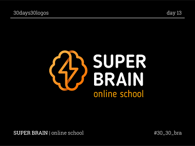 SUPER BRAIN bolt brain branding electricity gradient line online orange school smart super