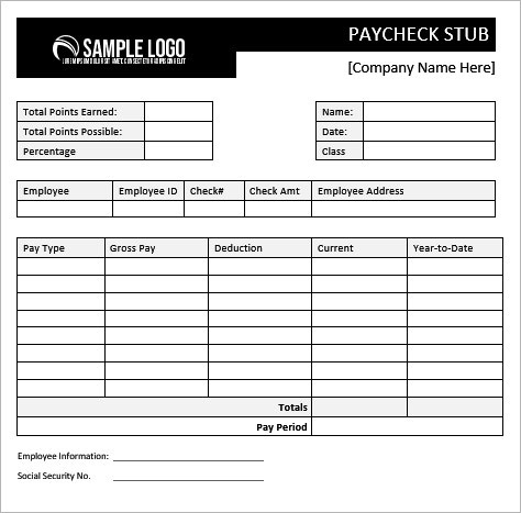 paycheck template for kids
