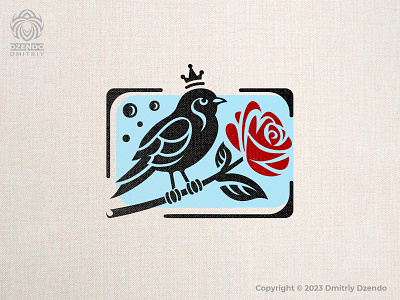 Royal Bird and Rose bird branding crown flower little bird logo rose