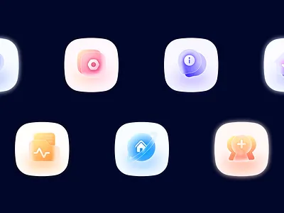 一组毛玻璃风格的金融App图标 app design logo typography ui ux vector