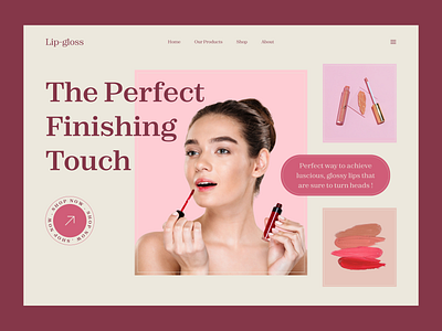 Lipgloss - Beauty Product Landing Page beauty cosmetic girl inspiration landing page lipgloss lipstick luxury makup marketing minimal pink simple ui uiux ux visual web design web site