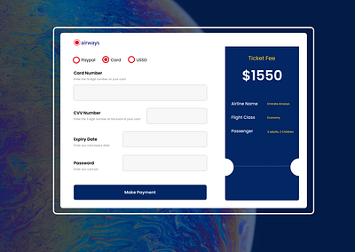 Airline Payment Gateway airline financial ui design