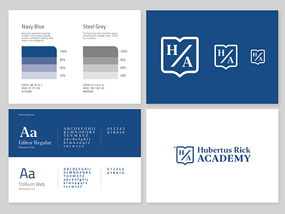 Hubertus Rick ACADEMY - Brand Identity academy blue branding brandingagency class courses design graphic design illustration logo logofolio logofolios logos school symbols vector