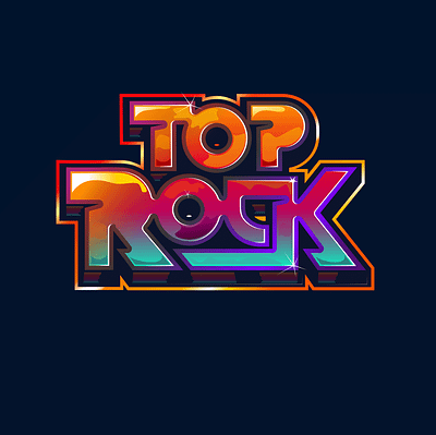 TOP ROCK Lobotype award chrome colors dance design game hiphop light liquid logo logotype magic mtv music rock shine top typo typography vivid