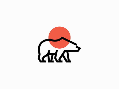 Line Art Bear Logo animal app bear branding design emblem geometric grizzly icon identity illustration lines logo mark polar sports sun symbol vector zoo