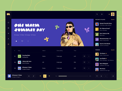 Music Player Web app album album art app app design audio branding dashboard digital illustration music music app musician player playlist singer song ui ux web web app