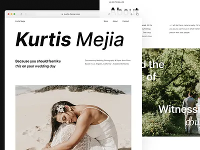 Kurtis design framer framer template framer website micro interactions minimalistic no code nocode template nocode website photographer photography portfolio ui ux webdesign webflow website
