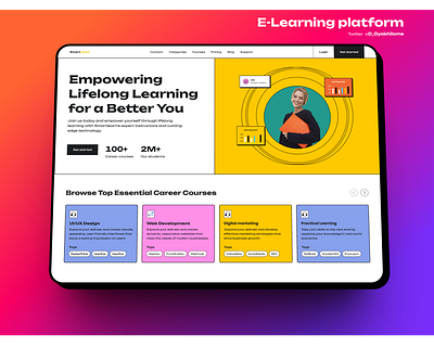SmartLearn (E-Learning platform) courses design style e learning learning platform neo brutalism online learning