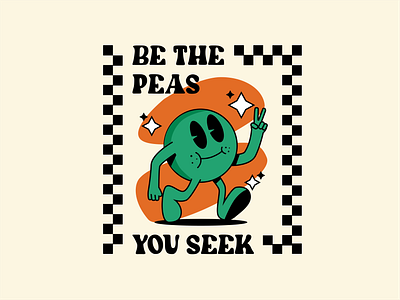 Green Peas cartoon flat illustration green peas illustration peace peace be with you peas retro