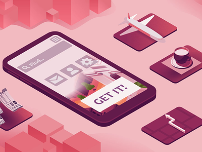 Travel app animation 2d animation animated app animated screen animation cartoon explainer video flat style illustration iosmetric design isometric mobile app animation motion graphics travel travel app ui ui design vector