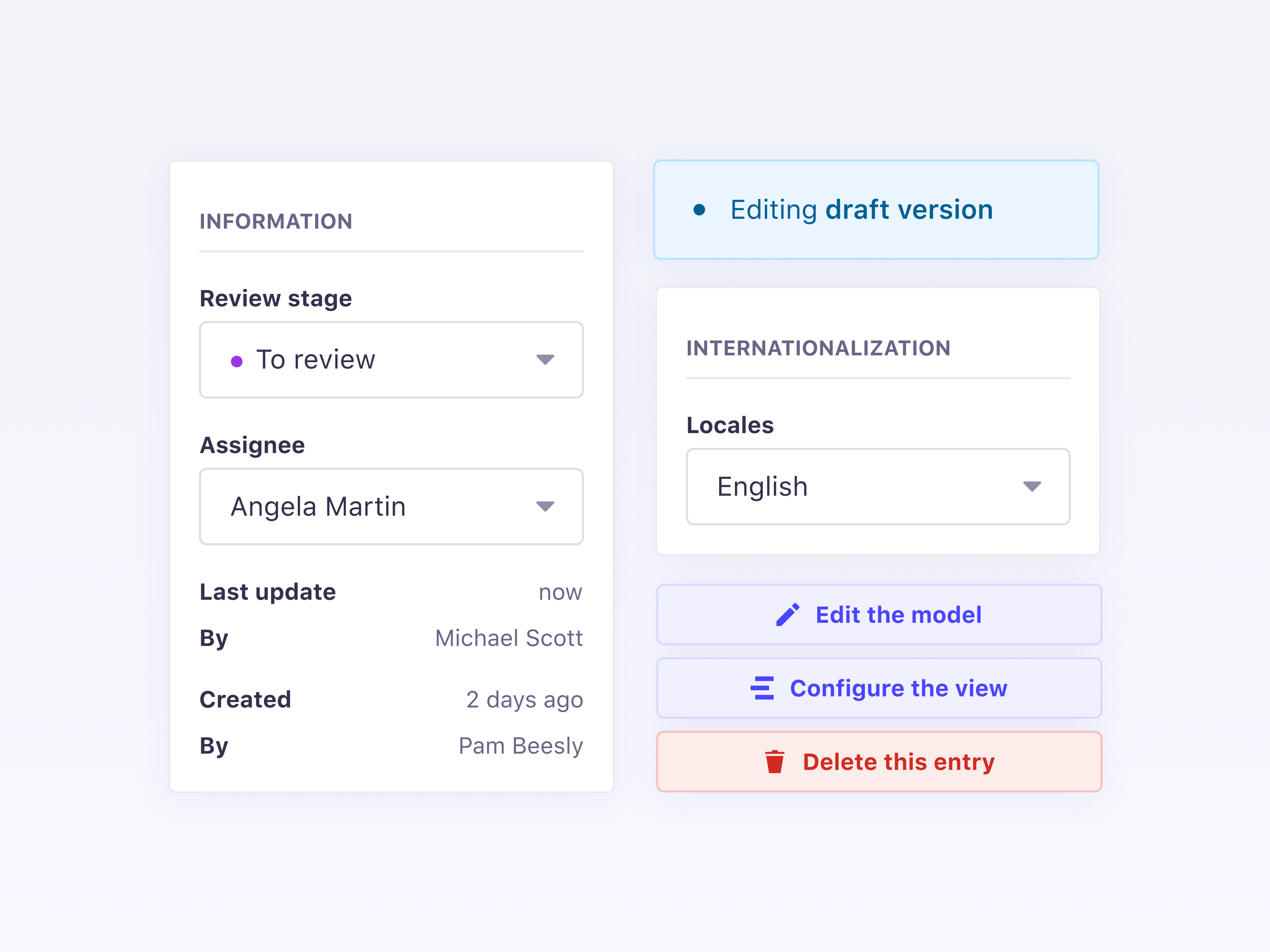 Strapi — Review workflows feature ✏️ advanced assignee cms collaboration collaborators components draft information languages plugins request review sidebar stage strapi toolbox toolkit update versioning workflow