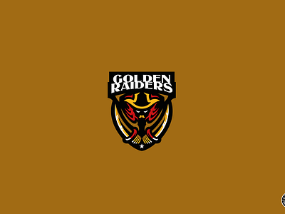 GOLDEN RAIDERS logo - FOR SALE branding cowboy esports gold golden graphic design knife logo mascot mine raiders sword vector