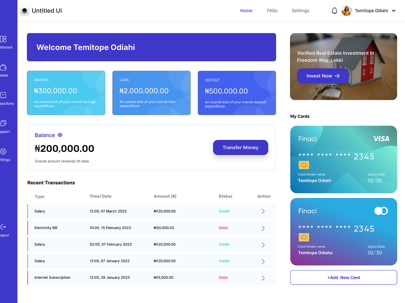 Fintech Dashboard by Farouk Muhammed on Dribbble