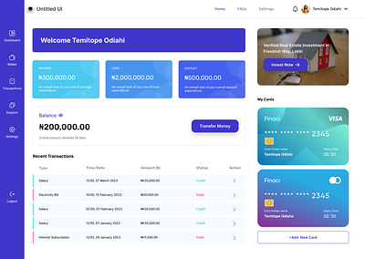 Fintech Dashboard banking app dashoard figma fintech internet banking