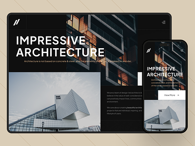 Architecture Landing / UI Concept agency arch architecture building dark design design studio hero hero section mobile responsive tablet tipography ui web website