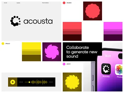 Acousta Ai Identity ai app icon brand identity branding brandmark clean color design graphic design identity inspiration logo music neural network pattern sound ui