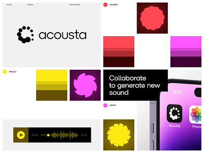 Acousta Ai Identity ai app icon brand identity branding brandmark clean color design graphic design identity inspiration logo music neural network pattern sound ui