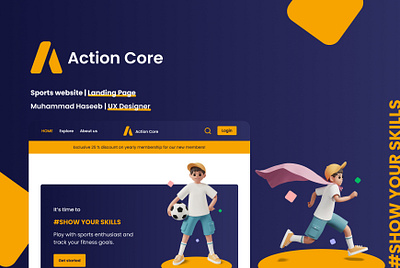 Action Core | Sports Website Landing Page branding illustration sports ui ux ux design