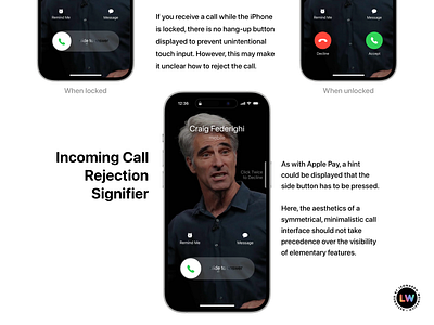 iOS Concept: Signifier for Rejecting Incoming Call affordance apple design incoming call interface concept ios 17 ios concept iphone signifier ui concept