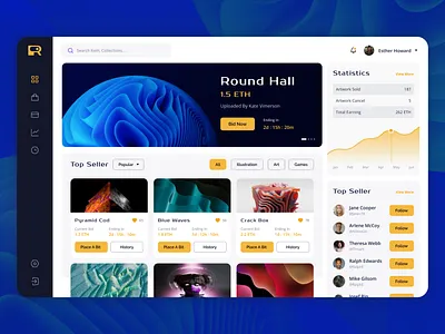 Round art branding data interface design logo nft nft marketplace statistics tokenization ui ux web design