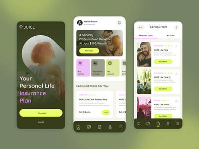Juice application branding design graphic design insurance insurance app logo mobile app social platform ui ux web design web site