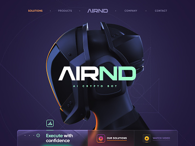 AIRND / AI Crypto trading 2d 3d ai branding button crypto cryptocurrency dark design forex glow icon illustration investment robot trading typography ui ux web
