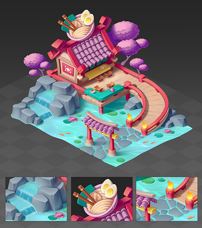 Isometric noodle art casual design game icon illustration match3 mobile