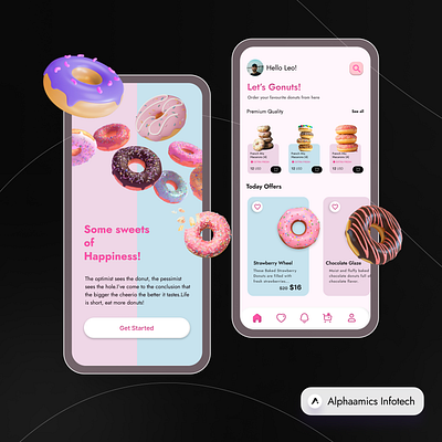 Donuts App Ui 🍩 animation app branding design graphic design illustration logo typography ui ux vector