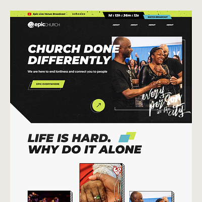 Epic Church Website Design church design figma hero interesting layout modern ui website